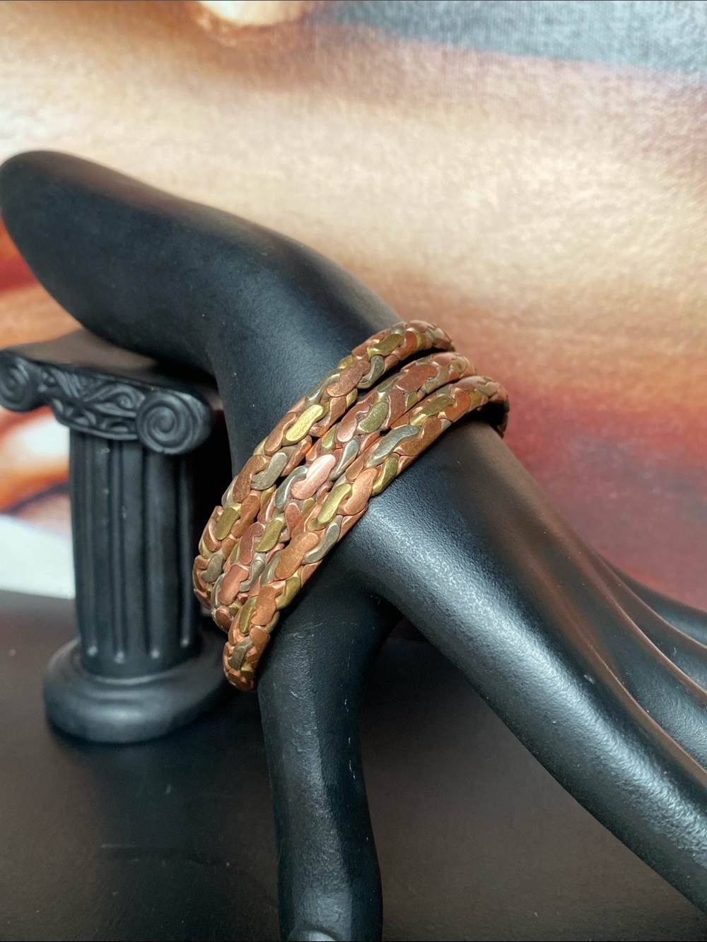 Nepal Tibet Silver Copper Brass Cuff Bracelets Set of 3 Pattern 4